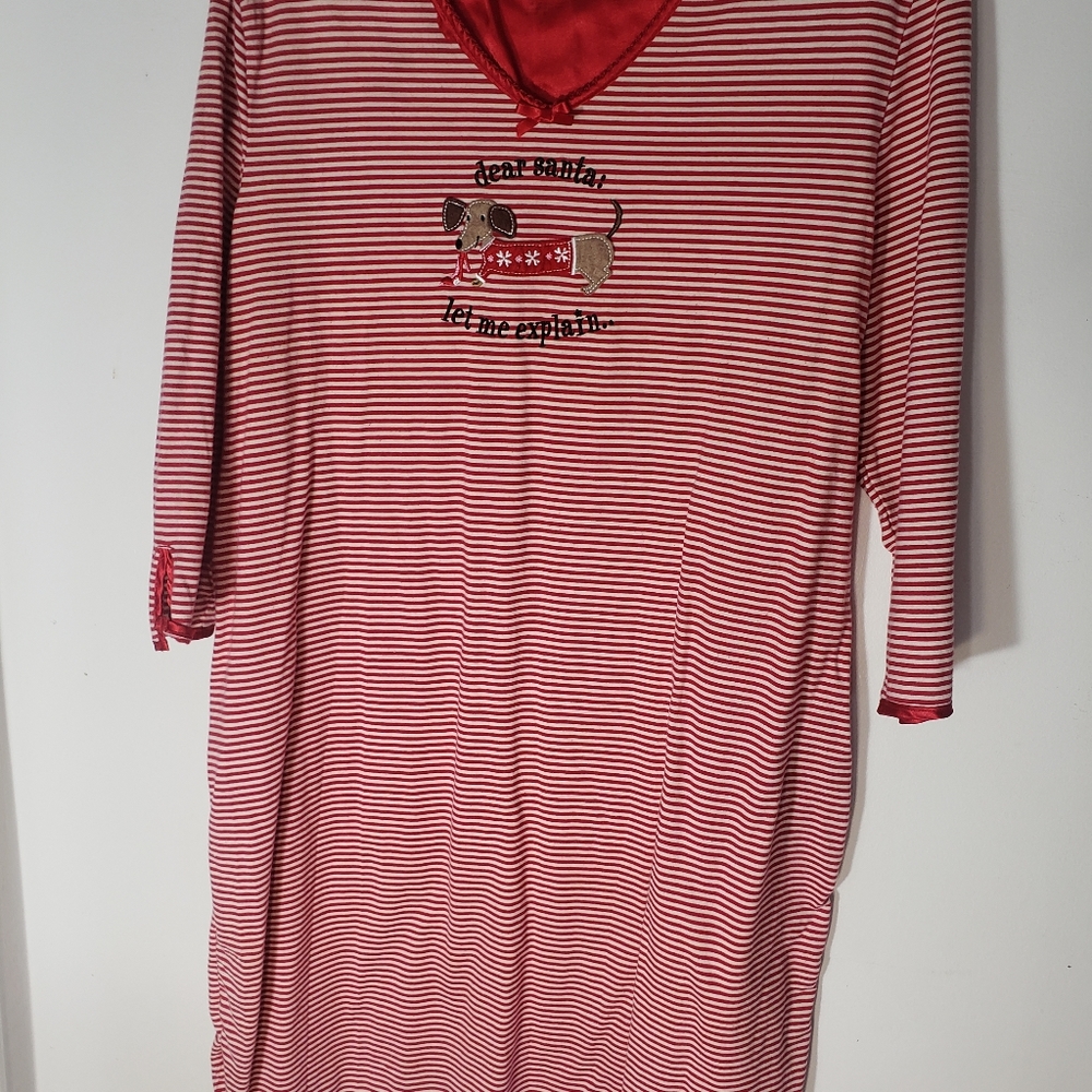 Dear Santa Nightgown Dachshund Christmas 2X